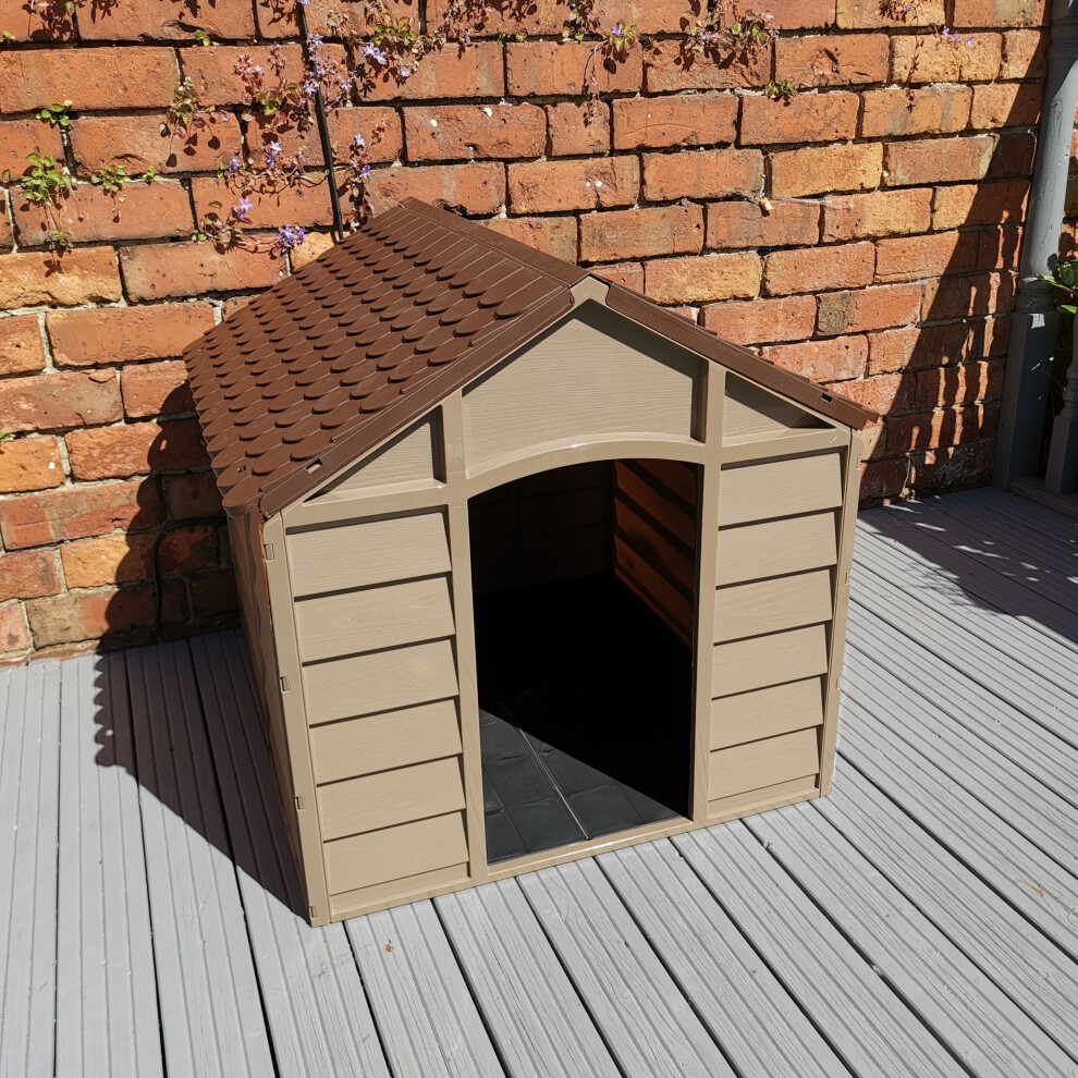 Plastic Dog Kennel / House in Brown 71cm x 71cm x 68cm