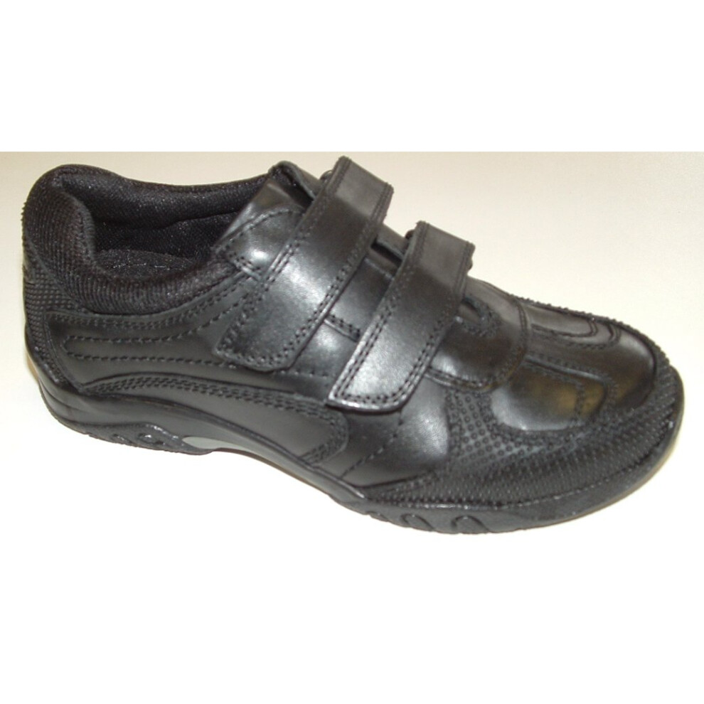 (UK 13.5) Hush Puppies Boys Jezza School Shoes Black F Fitting
