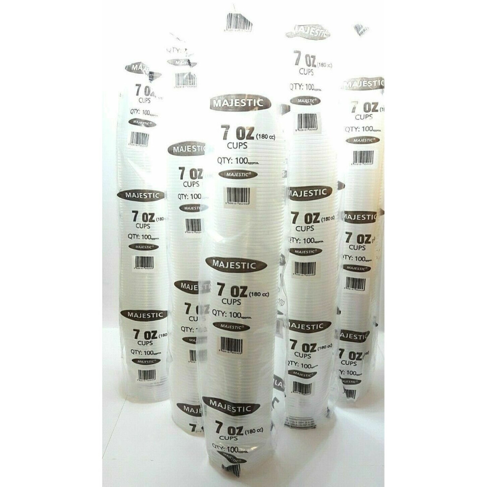 Majestic 500 Pcs (100 Pcs X 5 Packs) Clear 7 Oz Plastic Water Cups Disposable Party Table Catering