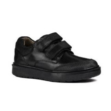 (13 UK Child, Black) Geox Boys J Riddock Touch Fastening Leather Shoe