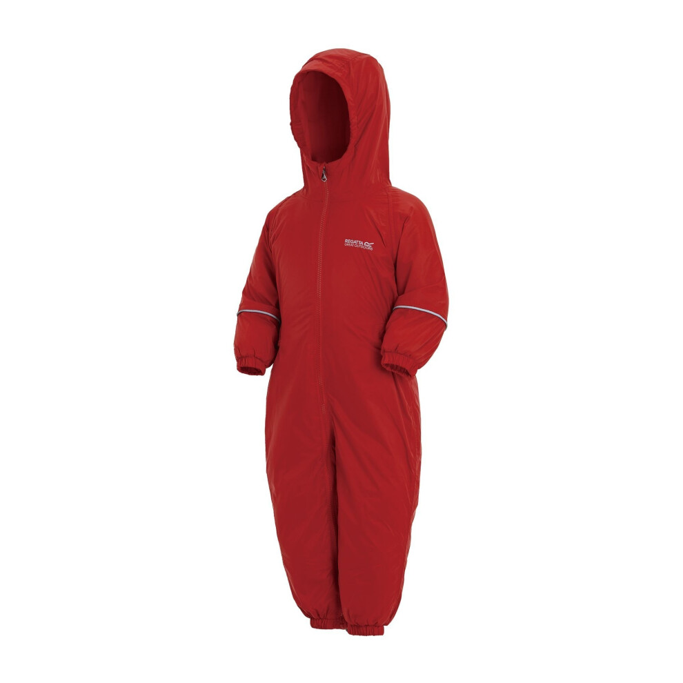 (12-18, Peony) Regatta Kids Splosh III Plain Breathable Waterproof Puddle Suit