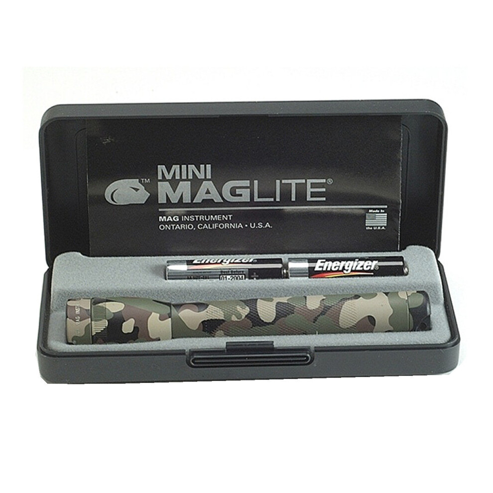 (Camo) Mini Maglite Aa Torch - Gift Boxed Flashlight with Batteries