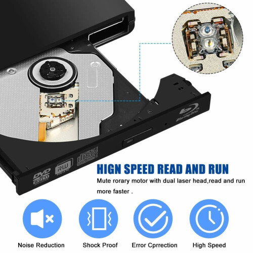 Blu-ray Drive 4K 3D USB 3.0 Portable Blu-ray BD CD DVD Player Reader 2