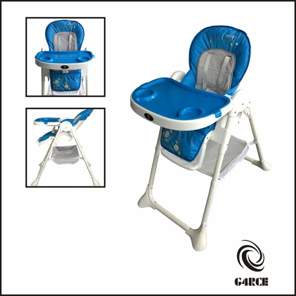 (Blue) Highchair Folding Baby Toddler Infant Reclining