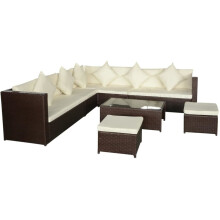 vidaXL Garden Lounge Set with Cushions 8 Piece Poly Rattan Brown Sofa Table