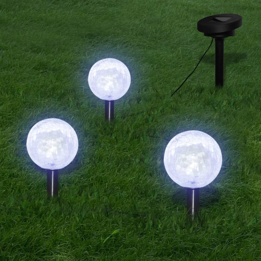 vidaXL 3x Solar Bowl LED Garden Lights with Spike Anchors & Solar Panel Lamp