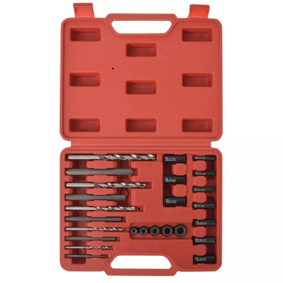 vidaXL 25 Piece Damaged Broken Bolt Extractor Screw Removal Remover Set Steel