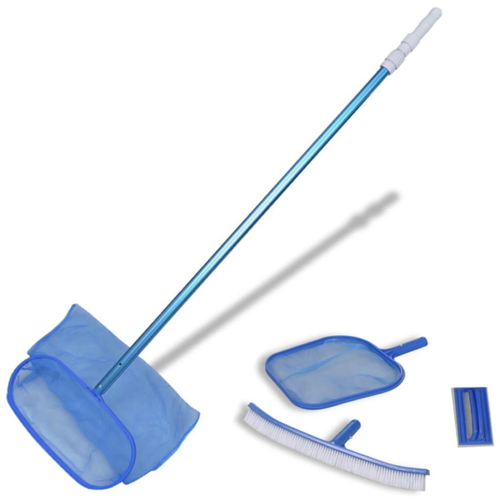 vidaXL Pool Cleaning Set Brush 2 Leaf Skimmers 1 Telescopic Pole Scrubber