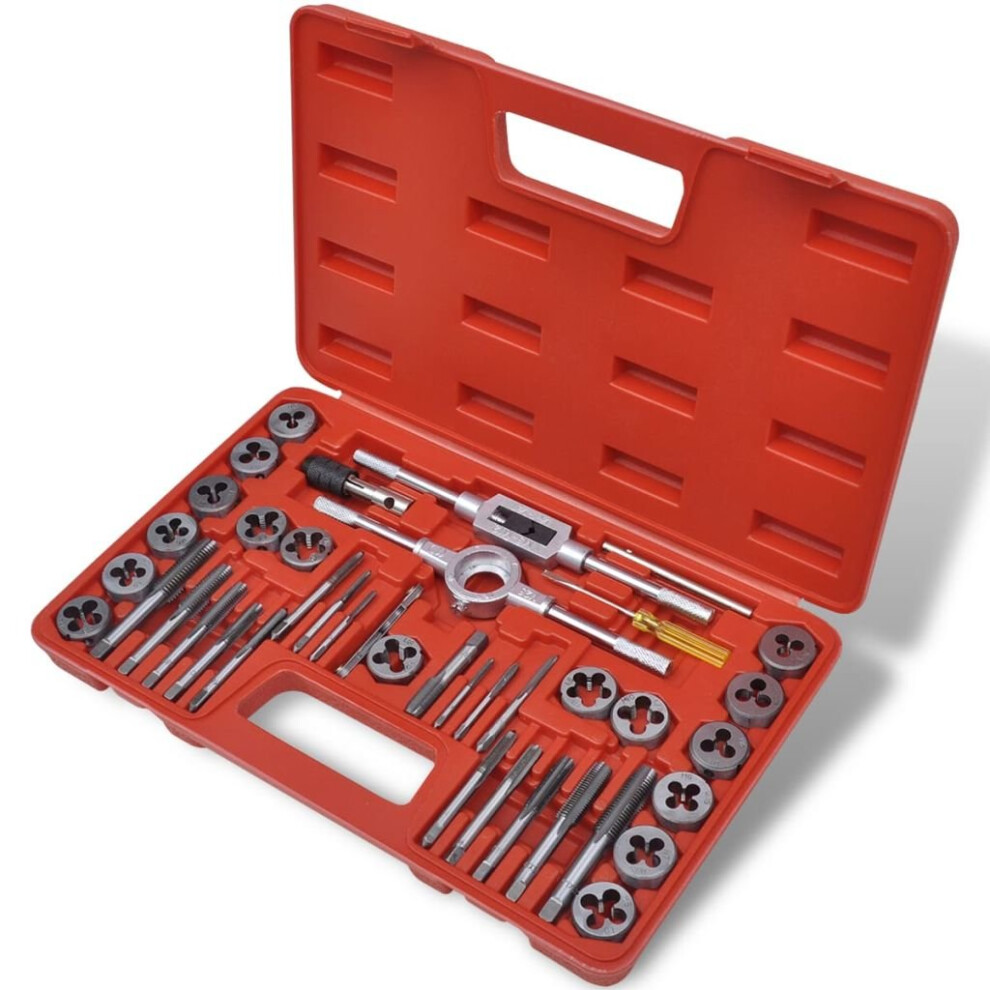 vidaXL Tap and Die Set 40 pcs Metric Wrench Cuts Bolts Engineers Kit Tool Case