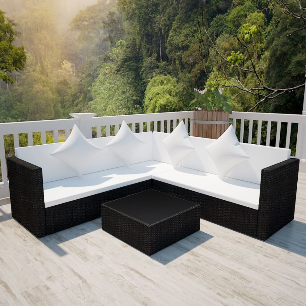 vidaXL Garden Sofa Set 17 Pieces Poly Rattan Black Outdoor Patio Couch Lounge