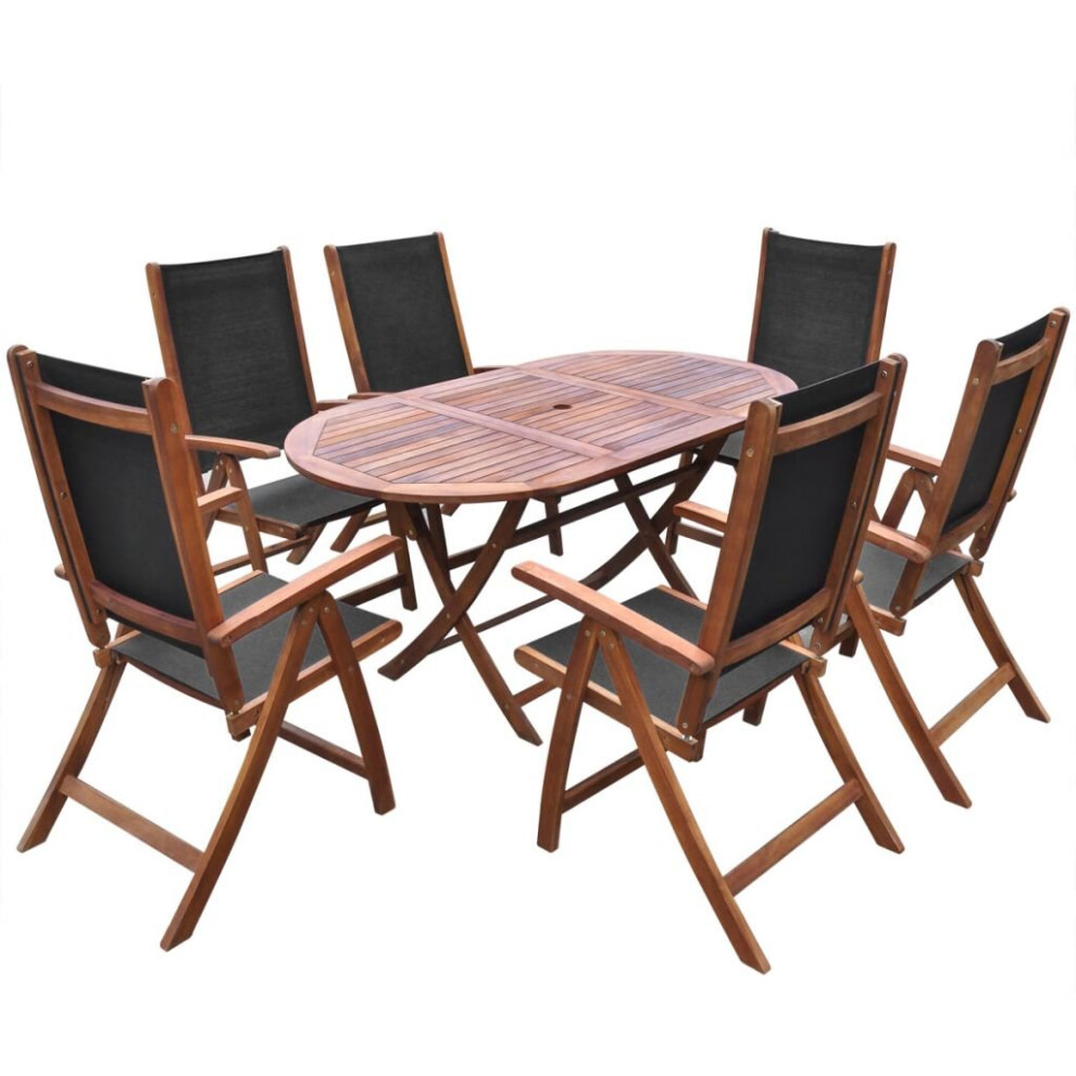 vidaXL 7 Piece Outdoor Dining Set Acacia Wood Folding Garden Table Chair Seat