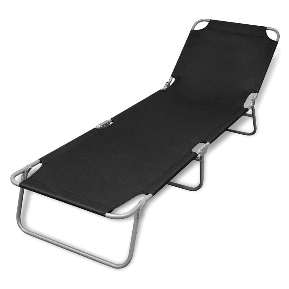 Foldable Sun Lounger with Adjustable Backrest Black