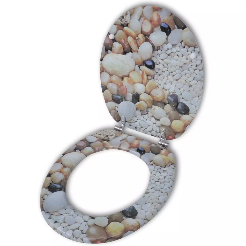 vidaXL Toilet Seat with MDF Lid Pebbles Design Bathroom Furniture Accessory