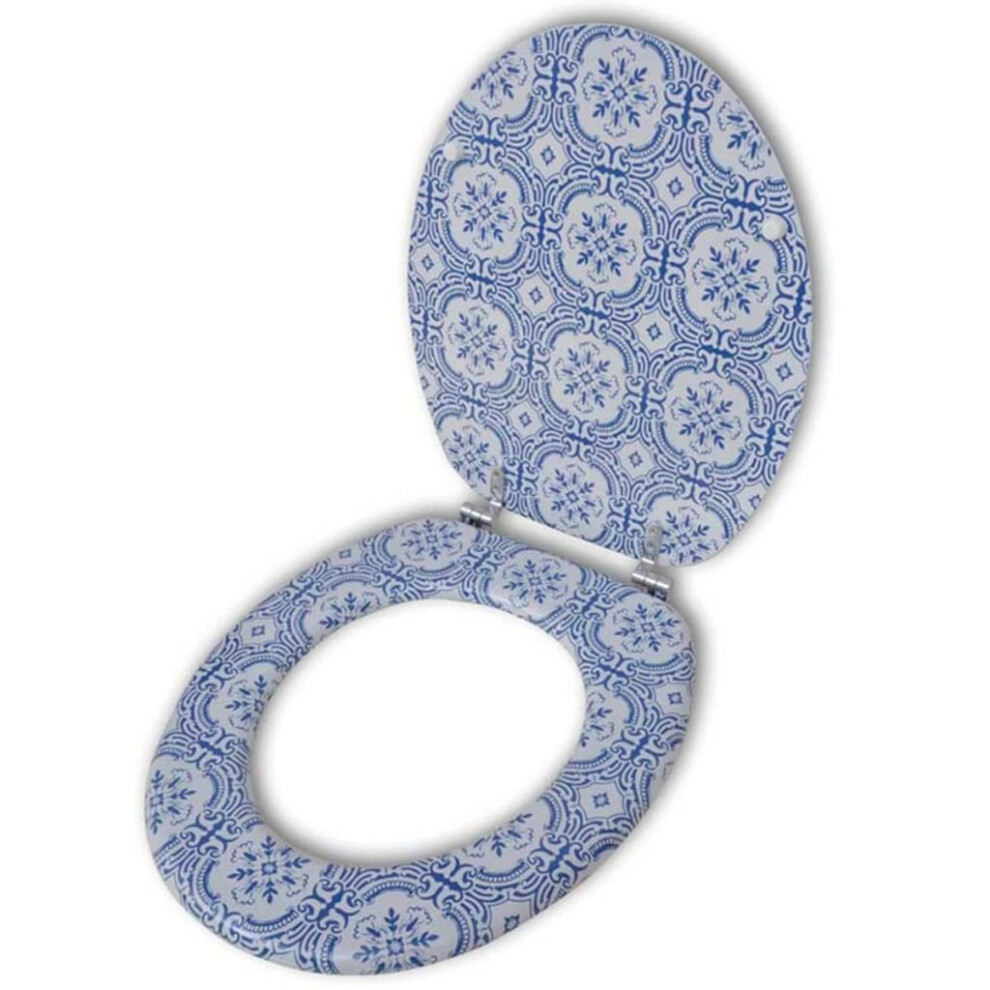 vidaXL Toilet Seat with MDF Lid Porcelain Design Bathroom Furniture Accessory