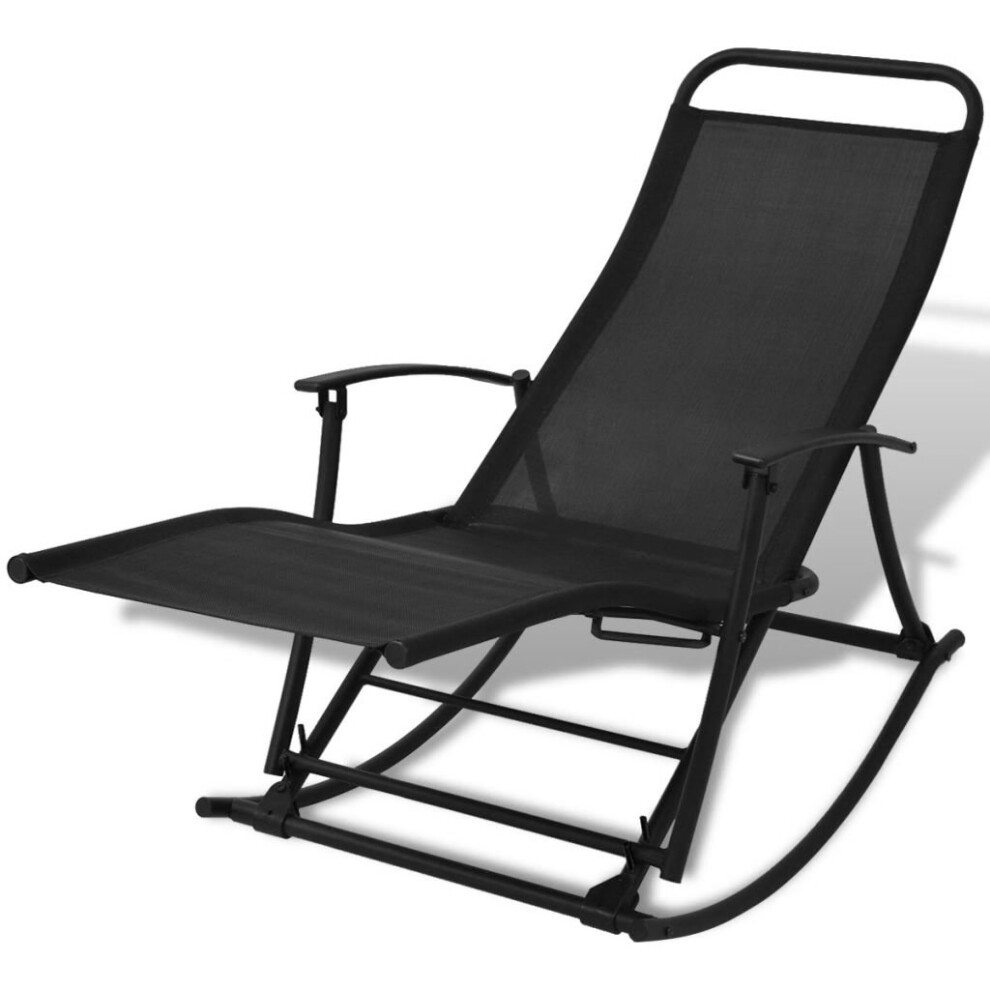 Vidaxl Foldable Reclining Outdoor Garden Patio Rocking Chair Sun Lounger Seat Camping