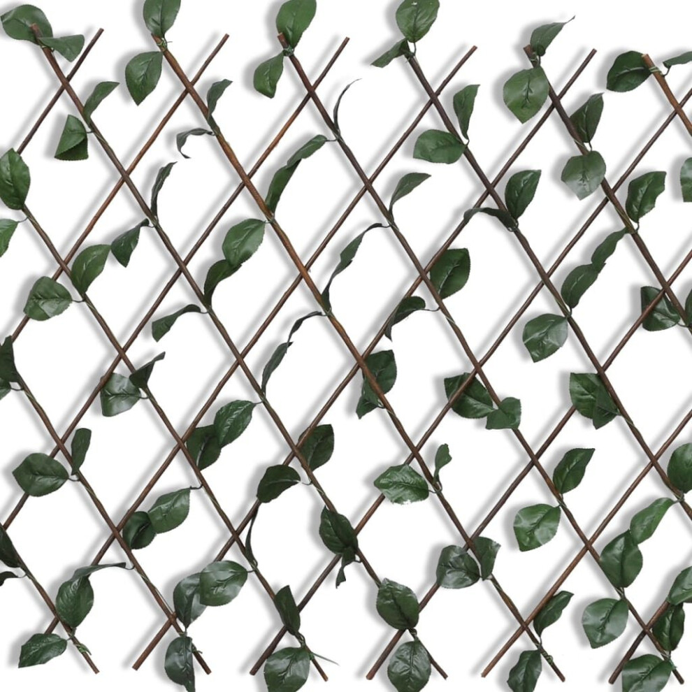 vidaXL 5x Expandable Willow Trellis Fence with Artificial Leaves Palisade