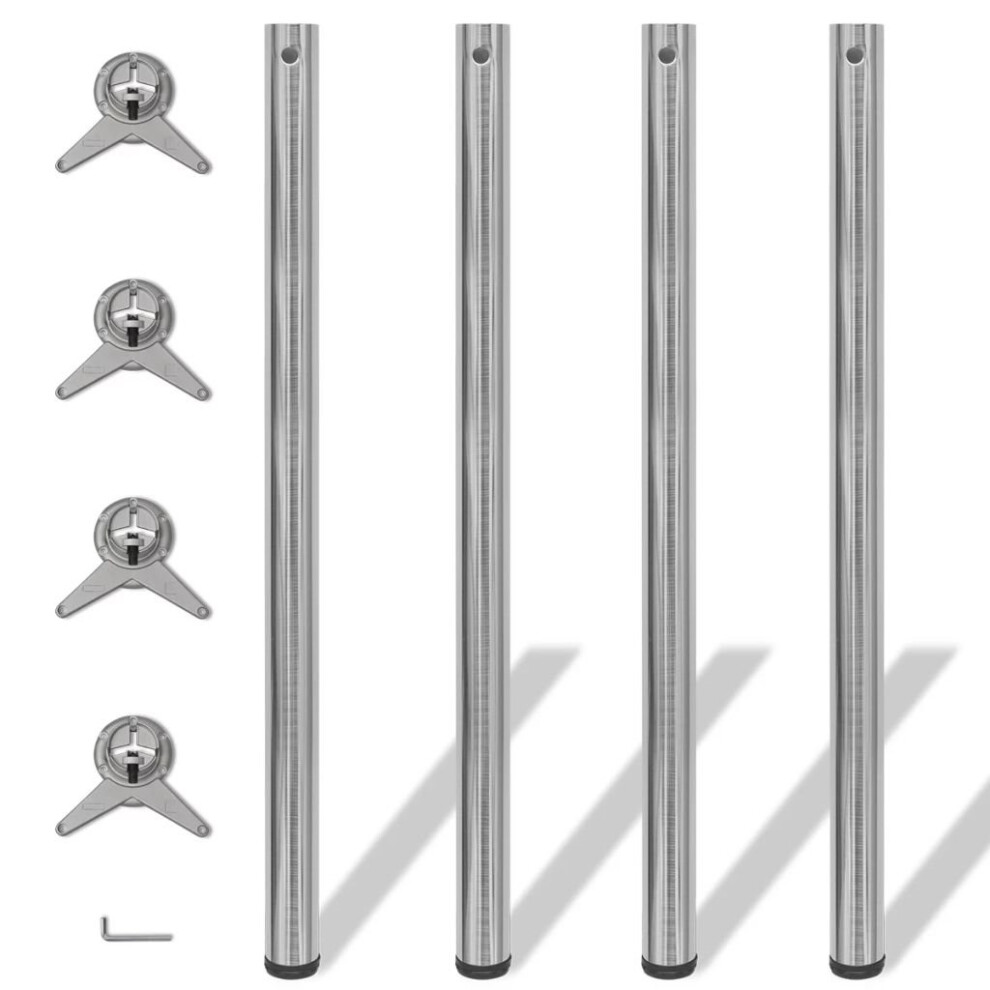 4 Height Adjustable Table Spare Legs Feet Foot Brushed Nickel Bar Worktop Desk