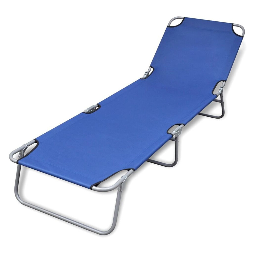 Foldable Sun Lounger With Adjustable Backrest Blue