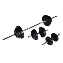 vidaXL Barbell+2 Dumbbell Set 30.5kg Workout Home Gym Fitness Weightlifting