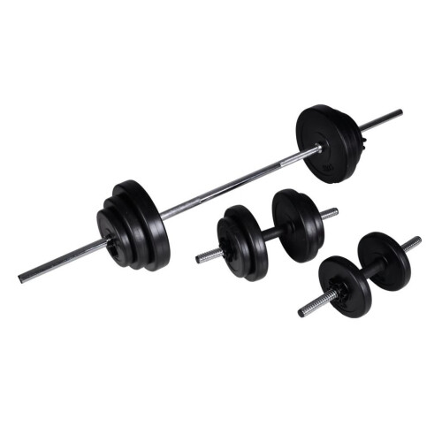 VidaXL vidaXL Barbell+2 Dumbbell Set 30.5kg Workout Home Gym Fitness Weightlifting