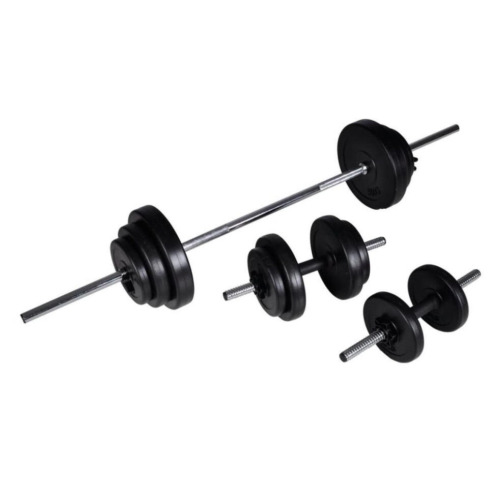 Vidaxl Barbell+2 Dumbbell Set 30.5Kg Workout Home Gym Fitness Weightlifting