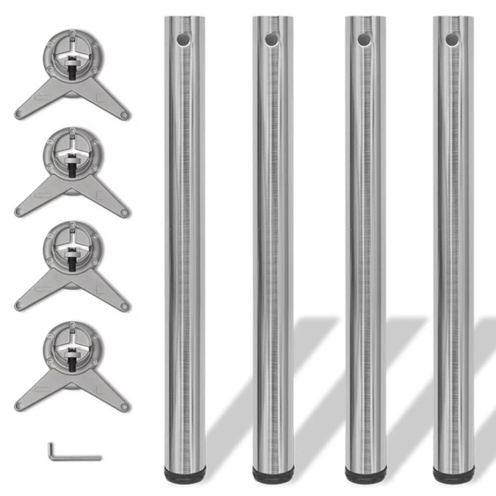 vidaXL 4x Table Legs Brushed Nickel 710mm Height Adjustable Feet Replacement