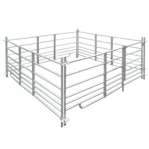VidaXL 4-Panel Sheep Pen Sheep Hurdles with Lock Galvanised Steel 183 x 183 x 92 cm