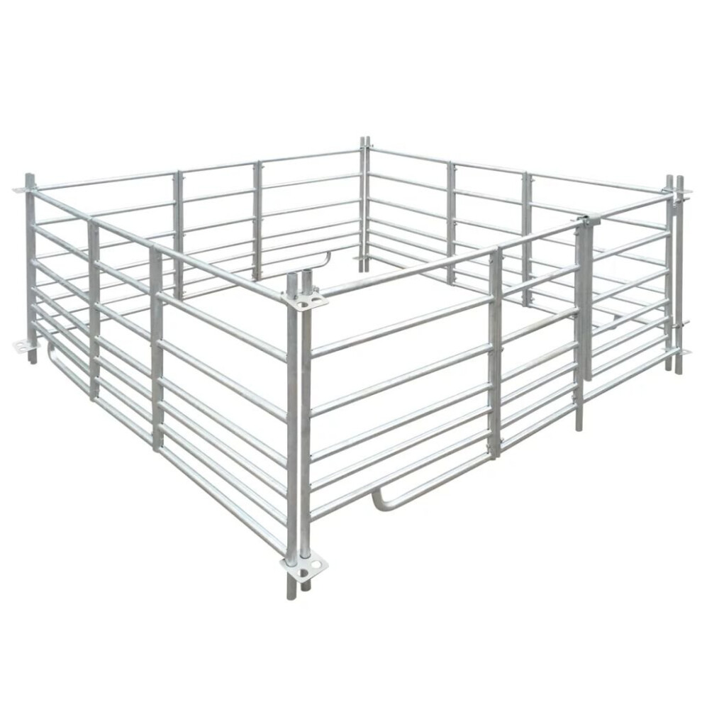 4-Panel Sheep Pen Sheep Hurdles with Lock Galvanised Steel 183 x 183 x 92 cm