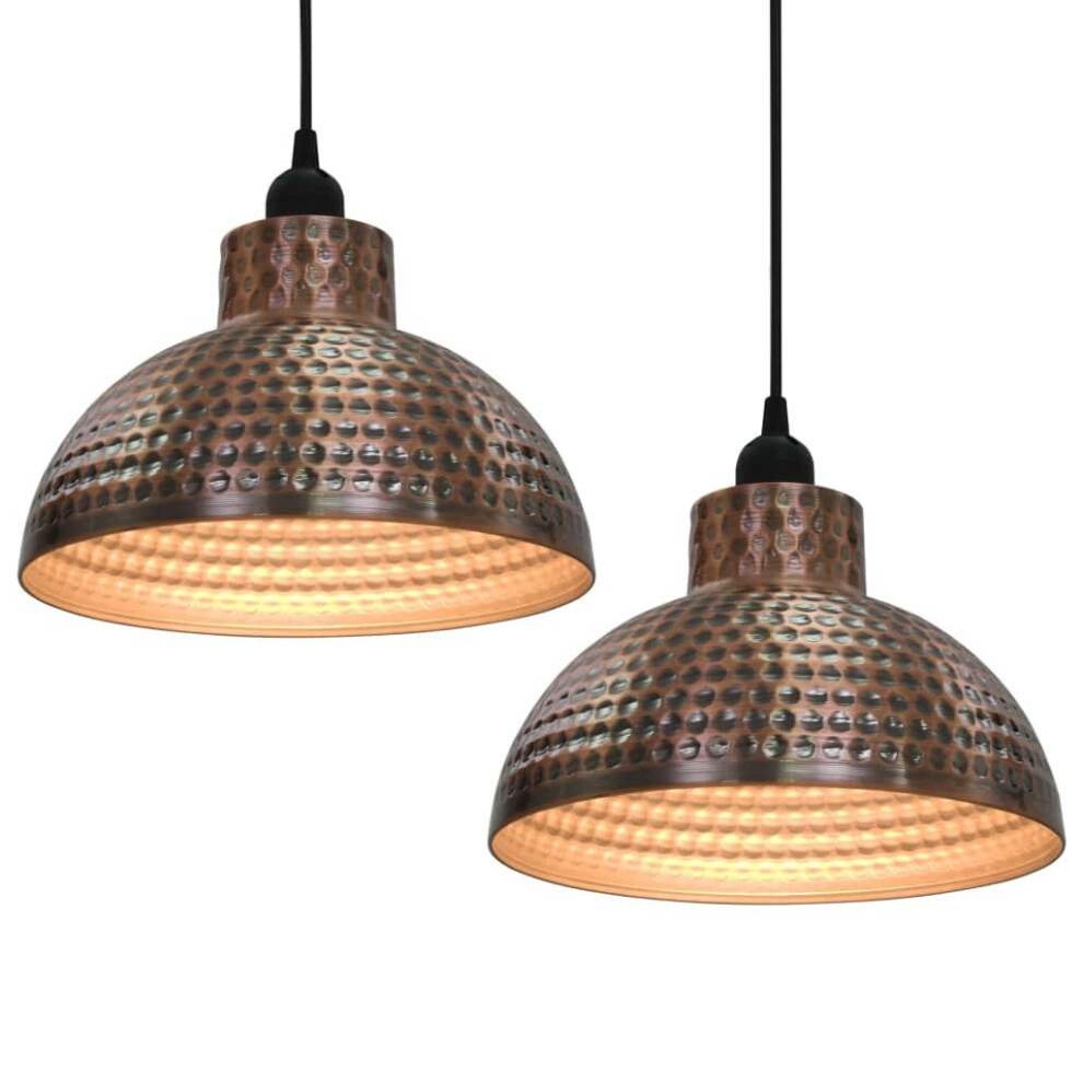 vidaXL 2x Ceiling Lamps Semi-spherical Copper Colour Pendant Lighting Fixture