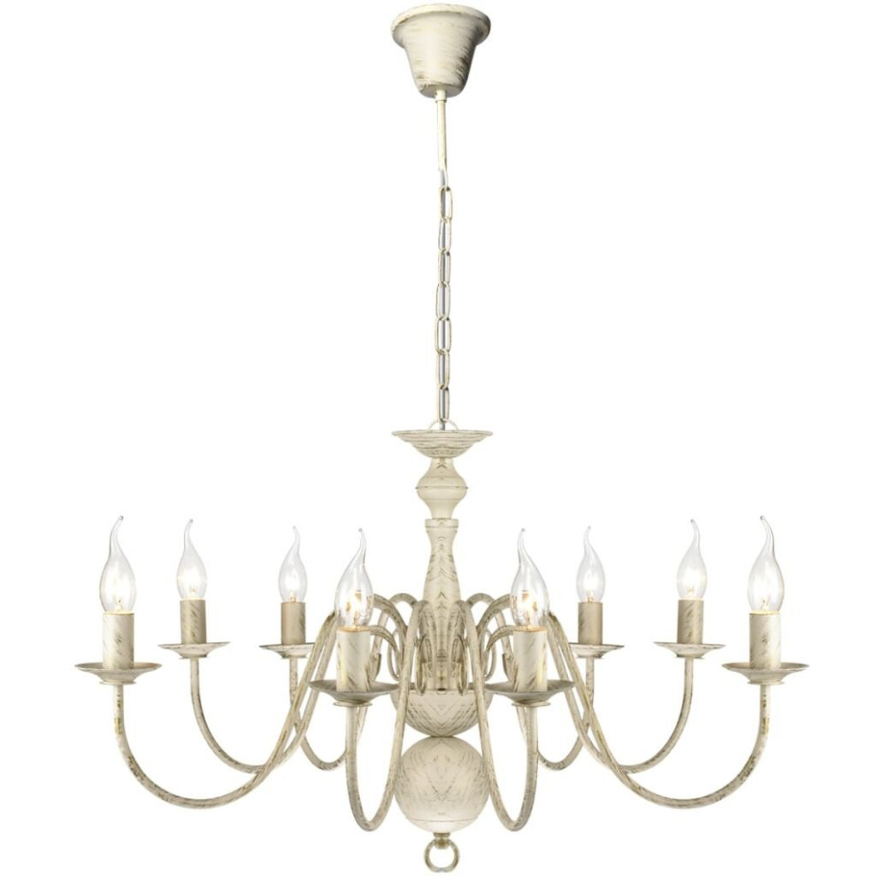 Vidaxl Chandelier 8Xe14 Bulbs Antique White Metal Pendant Lamp Ceiling Light
