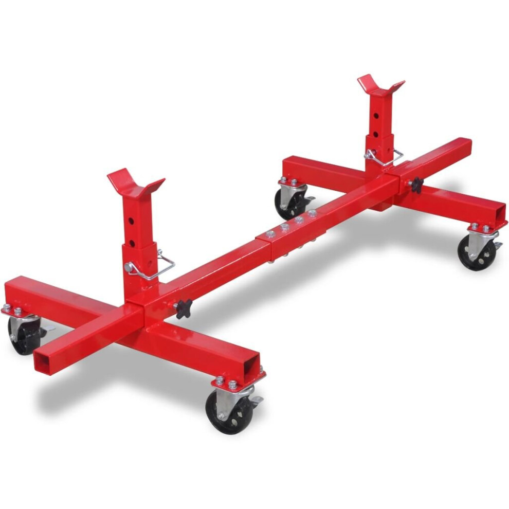 vidaXL Mobile Axle Stand Red 4 Wheels Car Van Caravan Vehicle Garage Tool