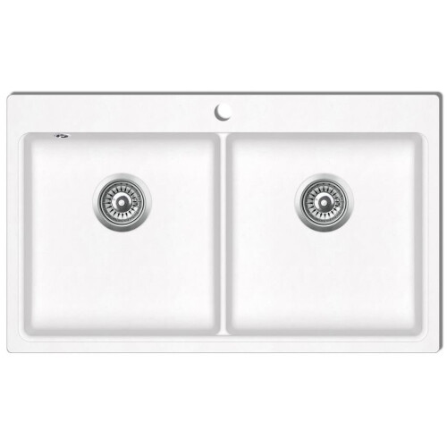 VidaXL Overmount Kitchen Sink Double Basin Kit Granite Cream White 860 x 510 mm