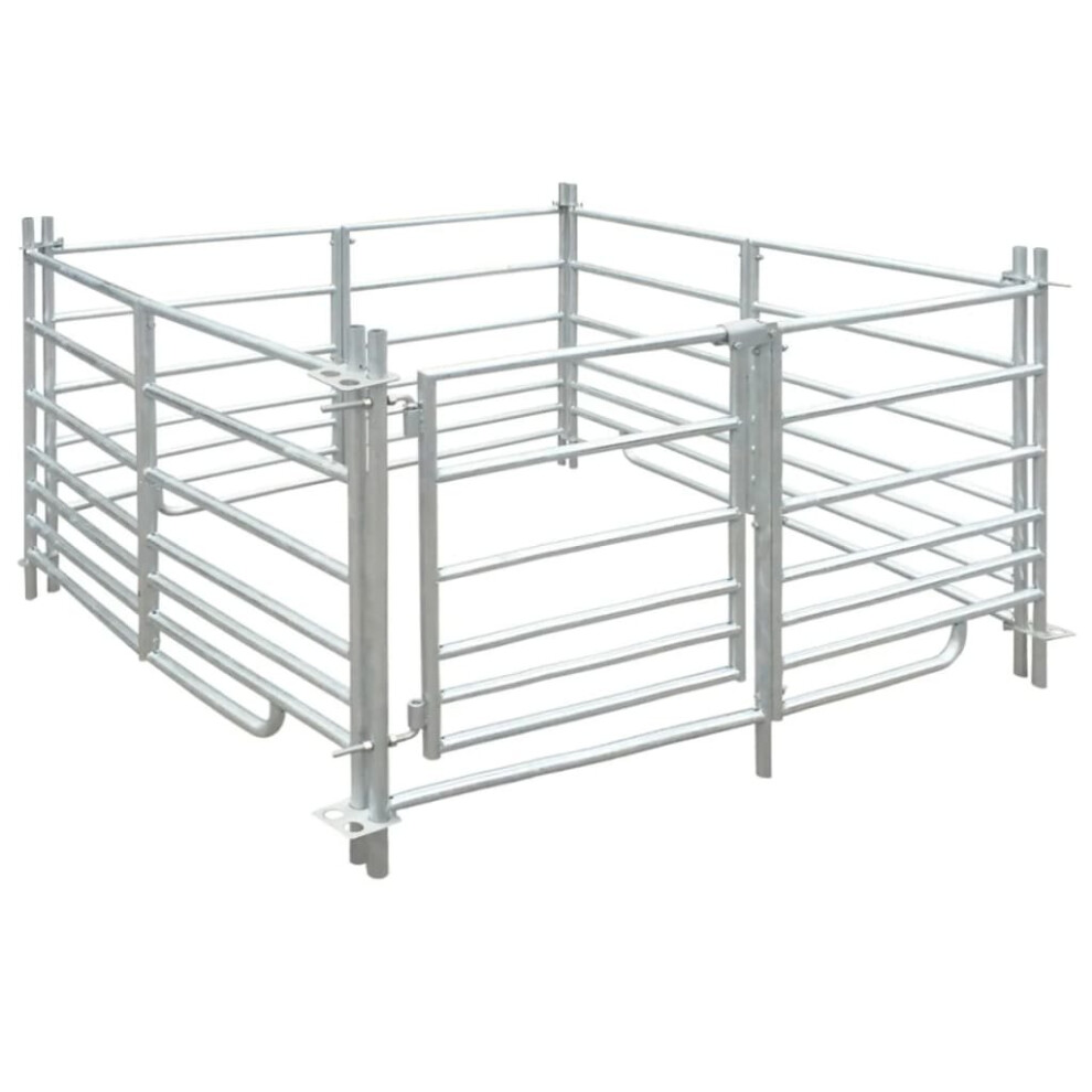 4-Panel Sheep Pen Sheep Hurdles with Lock Galvanised Steel 137 x 137 x 92 cm