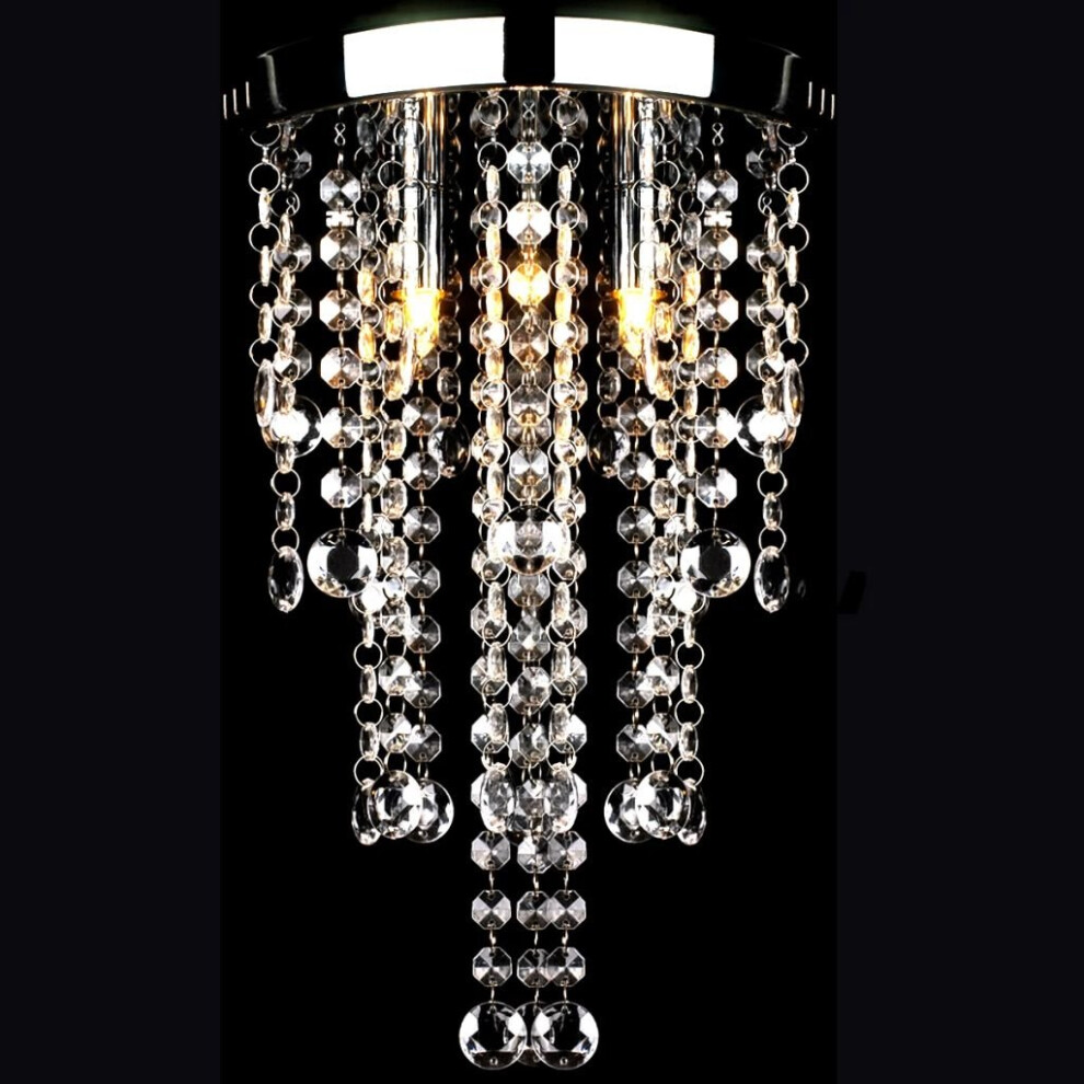 vidaXL Ceiling Lamp with Crystal Beads White Metal Chandelier Lighting Fixture