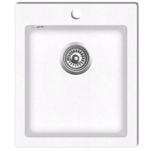 vidaXL Overmount Kitchen Sink Single Basin Granite Cream White Plumbing Kit