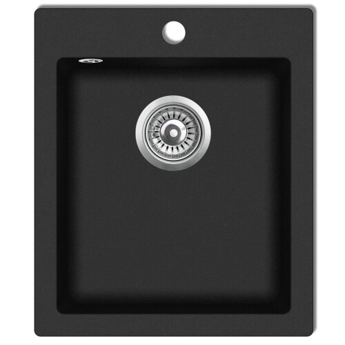 VidaXL vidaXL Overmount Kitchen Sink Single Basin Granite Black Plumbing Fixture