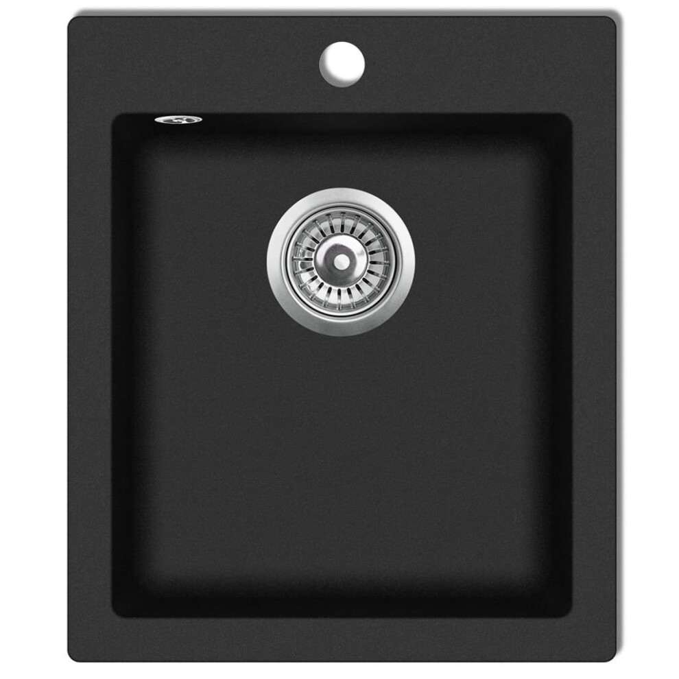 vidaXL Overmount Kitchen Sink Single Basin Granite Black Plumbing Fixture