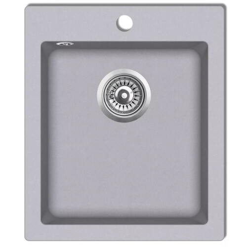 VidaXL vidaXL Overmount Kitchen Sink Single Basin Granite Grey Plumbing Fixture Kit