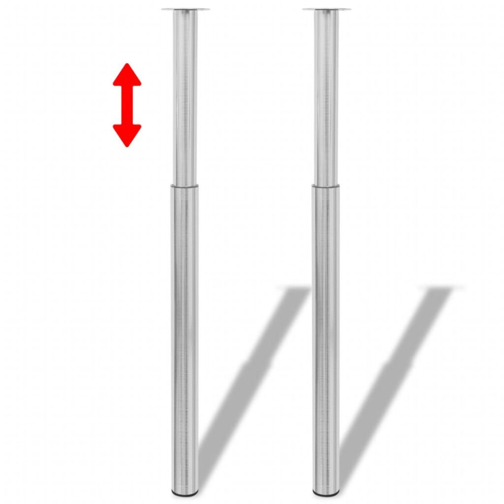 vidaXL 2x Telescopic Table Legs Brushed Nickel 710-1100mm Bar Worktop Desk