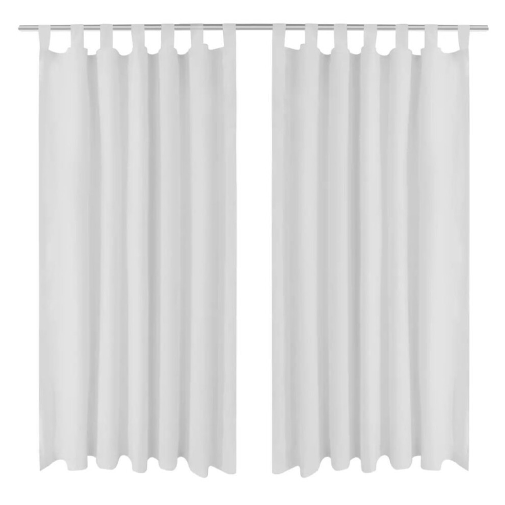 vidaXL 2x Micro-Satin Curtains with Loops 140x225cm White Window Drapes Blinds