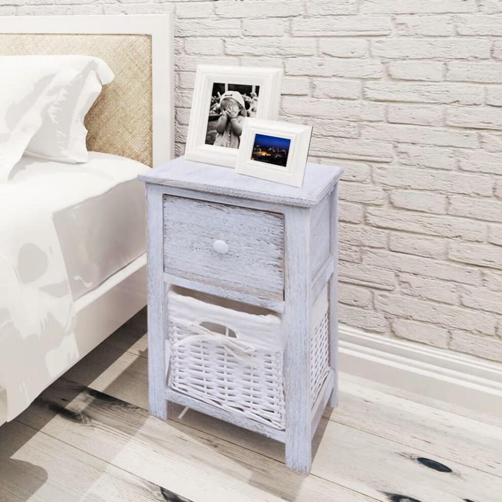 vidaXL 2x Bedside Cabinets Wood White Bedroom Nightstand Side Table Furniture
