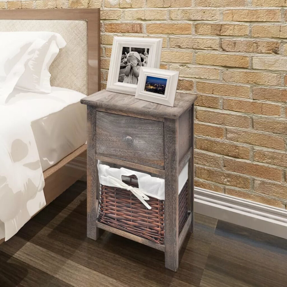 vidaXL 2x Bedside Cabinets Wood Brown Bedroom Nightstand Side Table Furniture