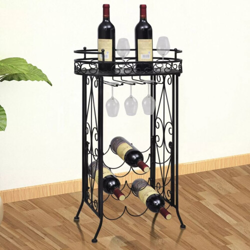 VidaXL vidaXL Metal Wine Rack With 9 Bottle Hooks | Wine Storage Unit 1