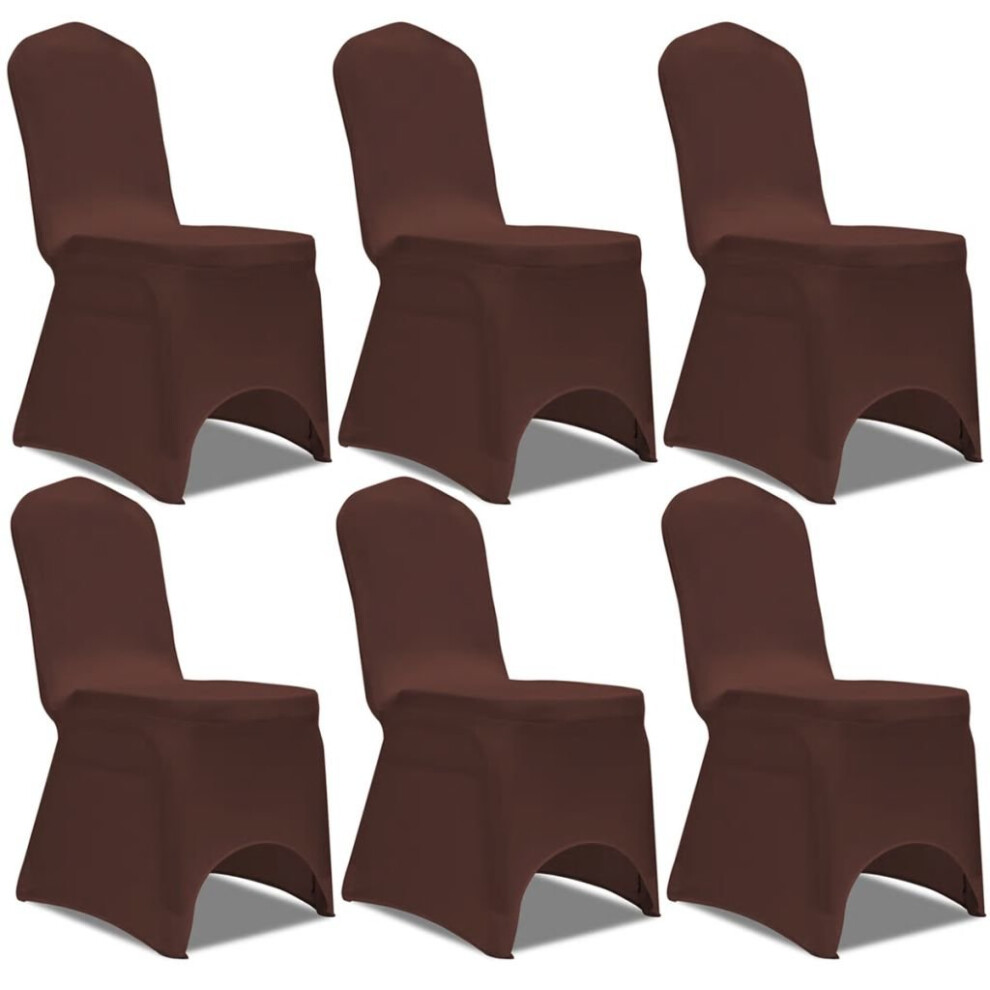 vidaXL 6x Stretch Chair Cover Brown Party Wedding Banquet Conference Protector