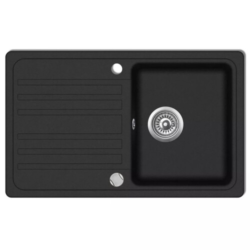 VidaXL vidaXL Granite Kitchen Sink Single Basin with Drainer Reversible Black Fixture