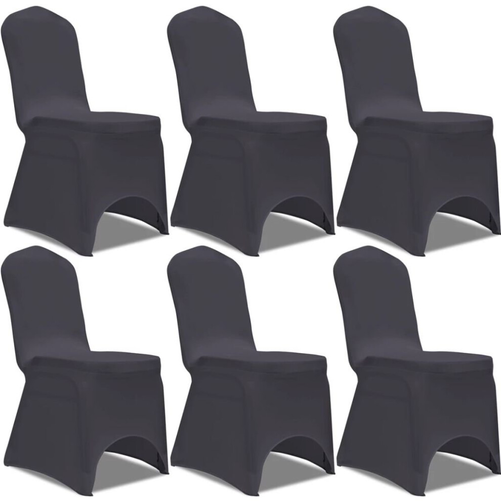 vidaXL 6x Stretch Chair Covers Anthracite Wedding Seat Slipcovers Protector