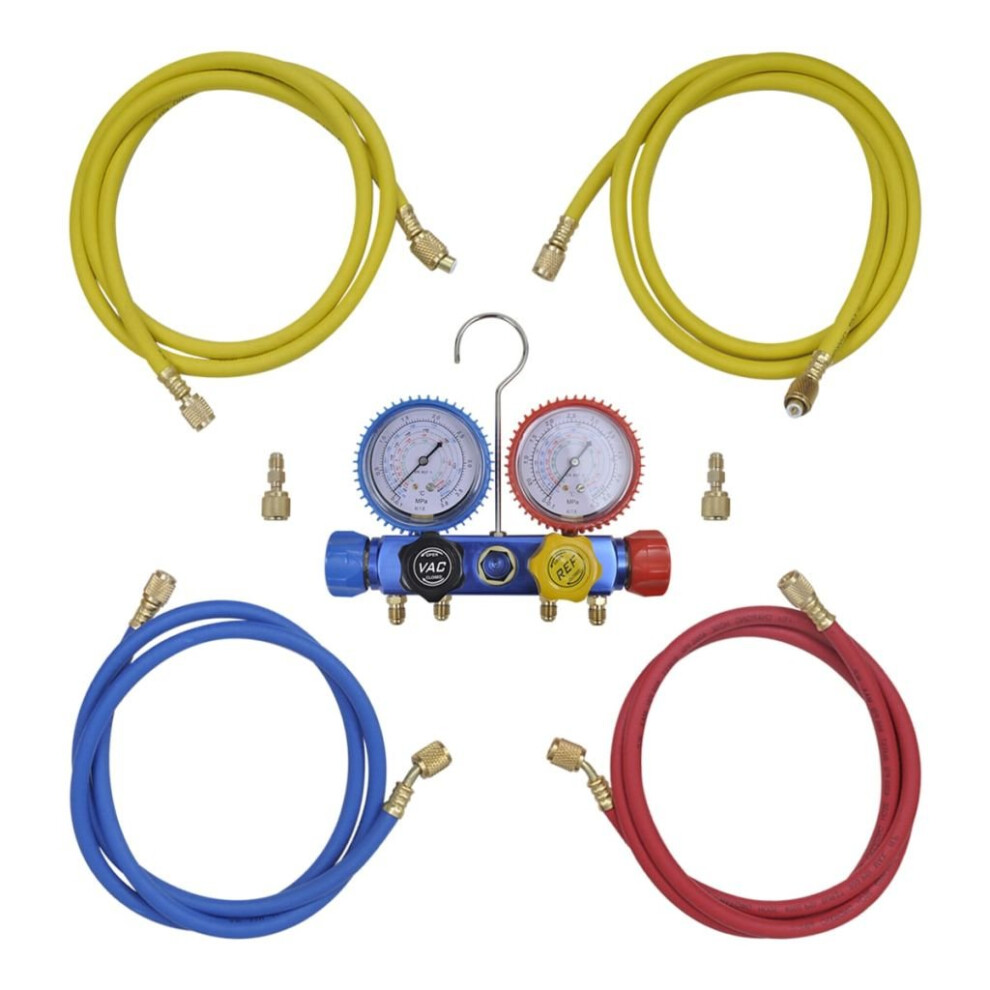 vidaXL 4-way Manifold Gauge Set in Tool Kit Air Conditioning Inspecting Tool