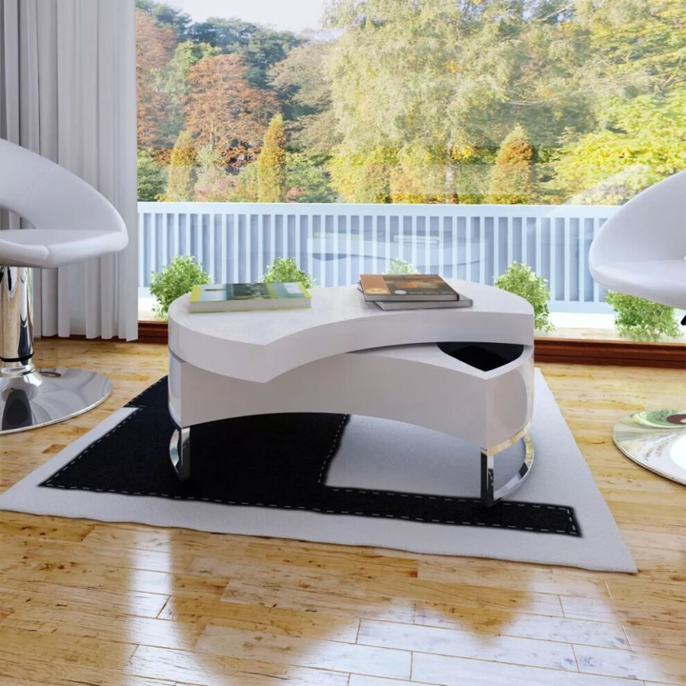 Vidaxl Coffee Table Shape-Adjustable High Gloss White Living Room Furniture