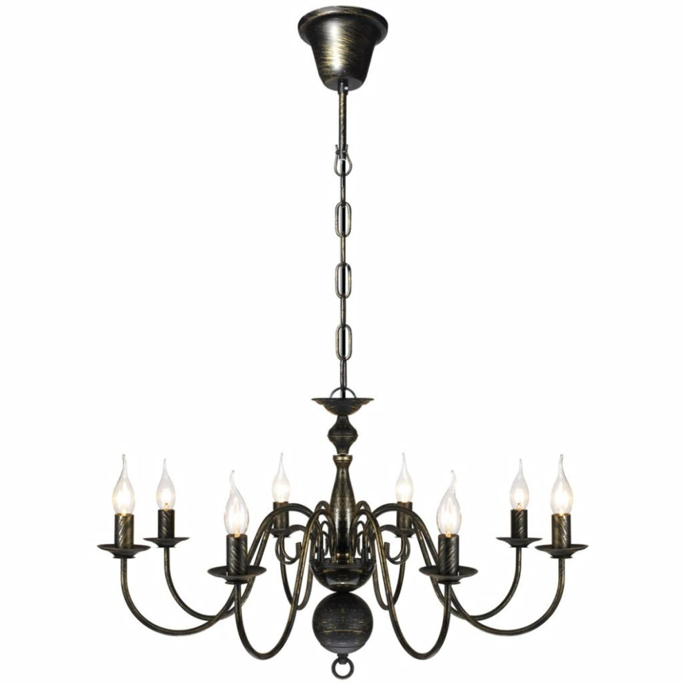 Vidaxl Chandelier 8Xe14 Bulbs Antique Black Metal Pendant Lamp Ceiling Light