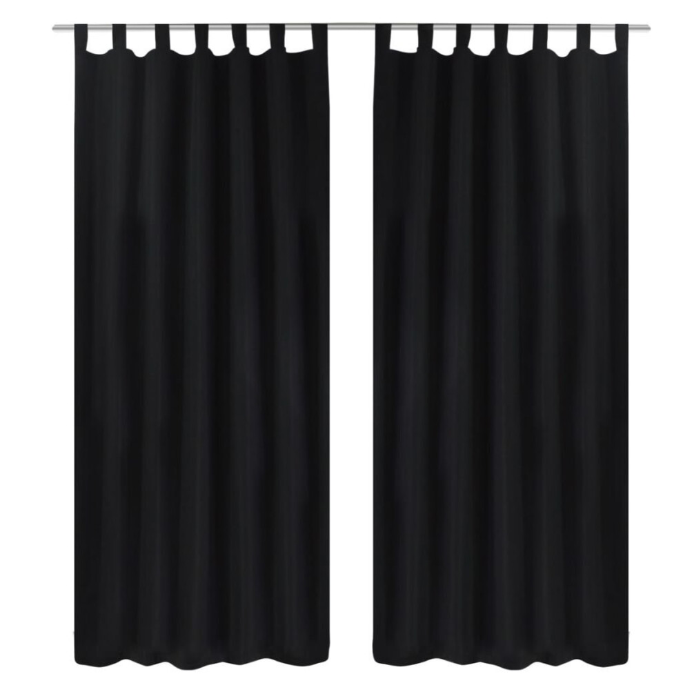 vidaXL 2x Micro-Satin Curtains with Loops 140x245cm Black Window Drape Blind